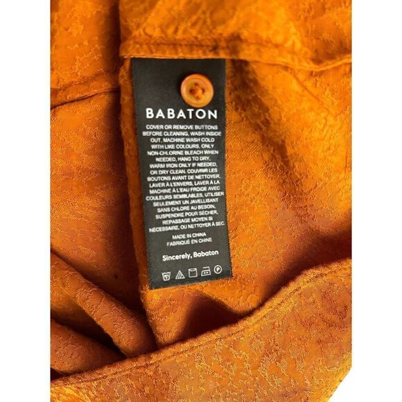 BABATON ARITZIA Vandely Burnt Orange Button Down Long Sleeve Neck Tie Sz Med - Picture 6 of 7